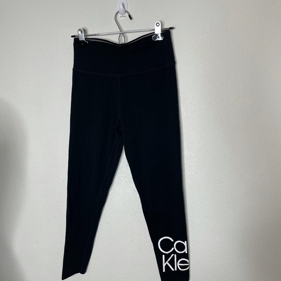 CALVIN KLEIN Performance Logo Women's High Waist 7/8 Leggings Black Size Small - Picture 2 of 6